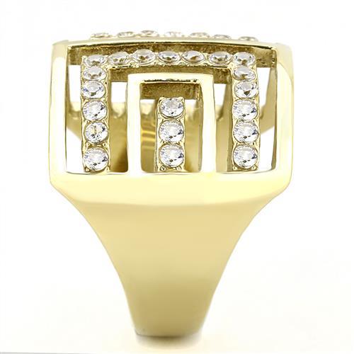 TK3238 - IP Gold(Ion Plating) Stainless Steel Ring with AAA Grade CZ in Clear-3