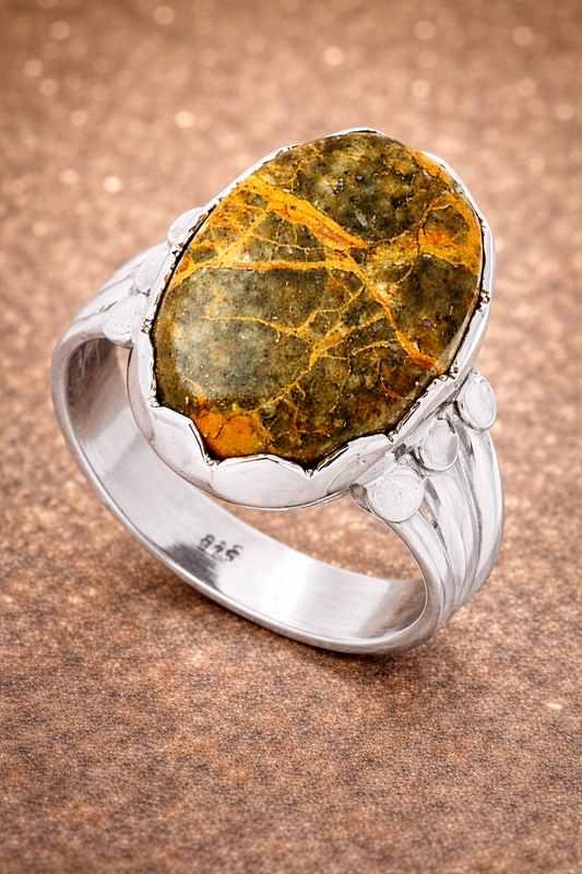 Natural Moroccan Yellow Jacket Jasper Ring size-9 R-1338 SDR184425
