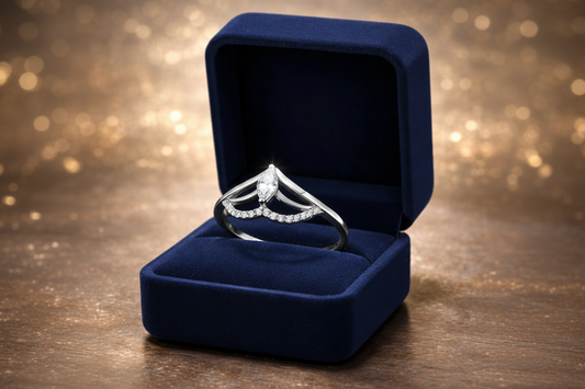 DA248 - High polished (no plating) Stainless Steel Ring with AAA Grade CZ  in Clear