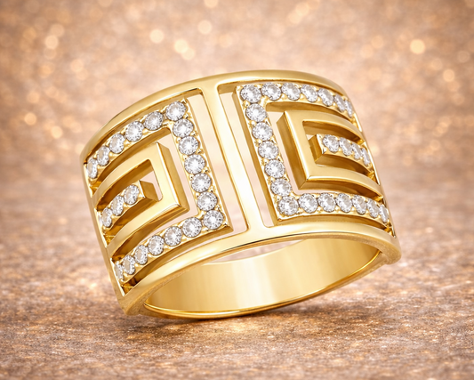 TK3238 - IP Gold(Ion Plating) Stainless Steel Ring with AAA Grade CZ  in Clear