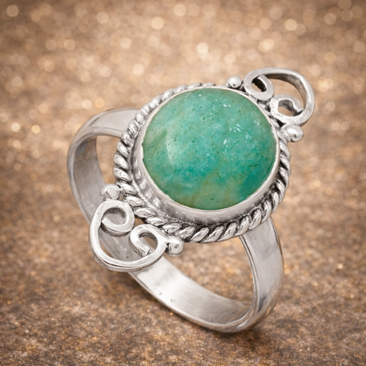 Natural Paraiba Amazonite Ring size-9 R-1500 SDR174587